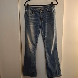 Apollo Jeans Women's Blue Flare Wide Leg Denim